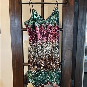 Express Multicolor Sequin Dress